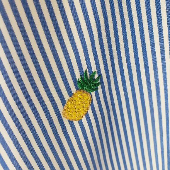 Fiveloaves Twofish Dress Girls M Pineapple Catalina Tasseled Blue White Yellow - Picture 3 of 8